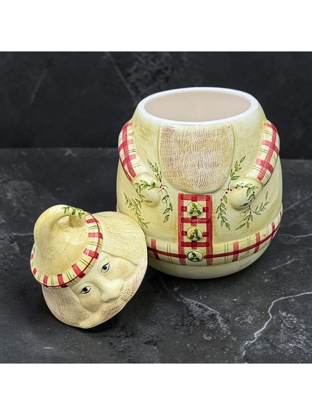 Large Vtg Laurie Gates Los Angeles Pottery Santa Cookie Jar Christmas Canister